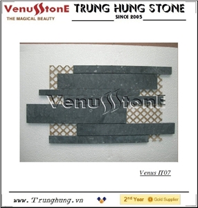 Blue Stone Interlocking Mosaic Marble Stone Tile for Floor