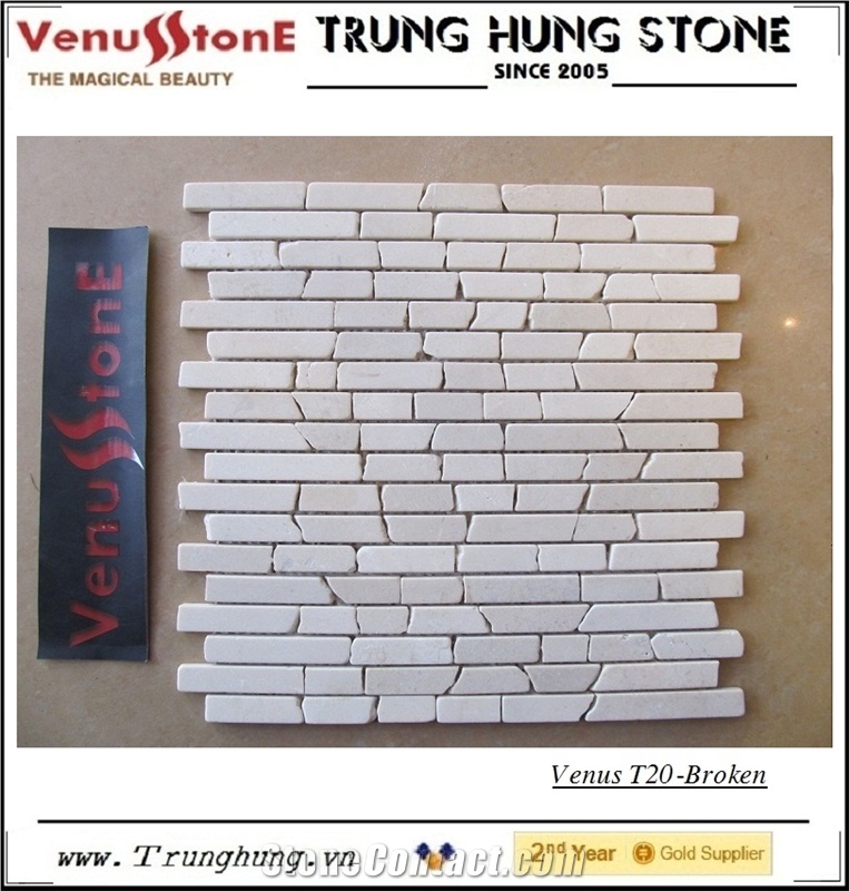 Crema Marfil Broken Edge Marble Mosaic Tiles