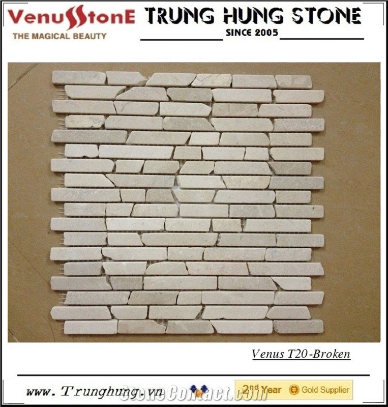 Crema Marfil Broken Edge Marble Mosaic Tiles