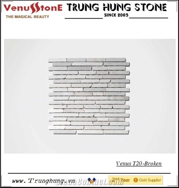Crema Marfil Broken Edge Marble Mosaic Tiles