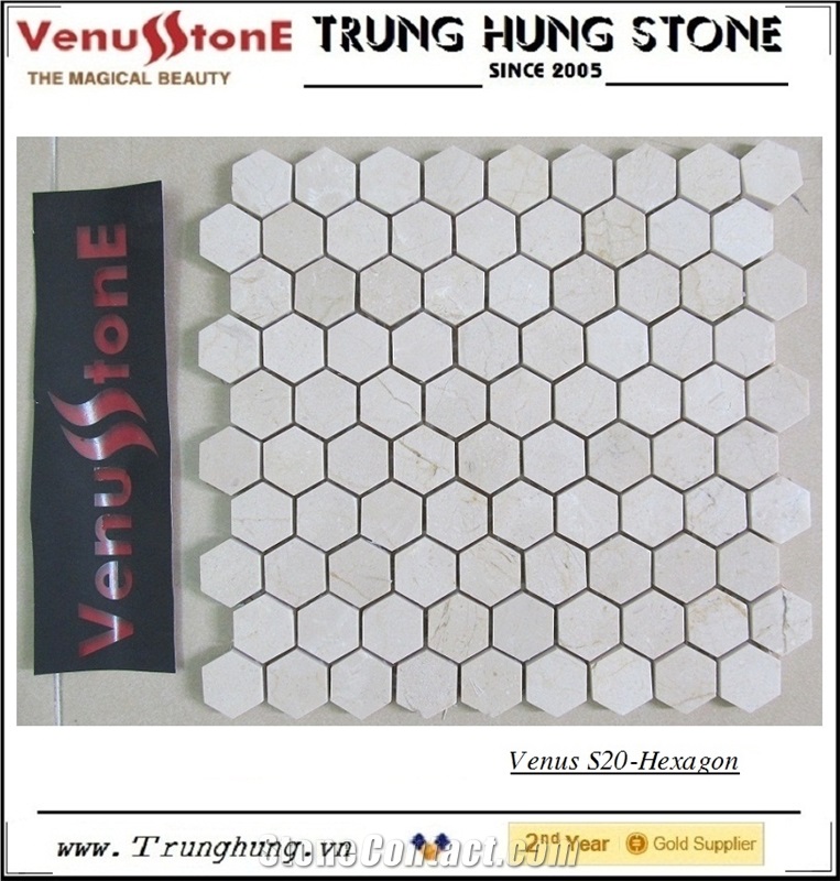 Crema Marfil Hexagon Marble Mosaic Tile Polished