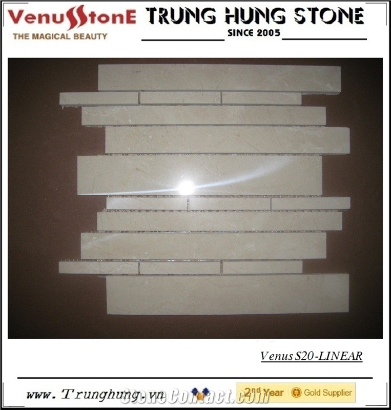 Crema Marfil Marble Polished Linear Splicing Mosaic Tile