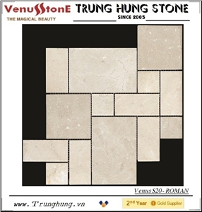 Crema Marfil Marble Polished Roman Pattern Mosaic Tiles
