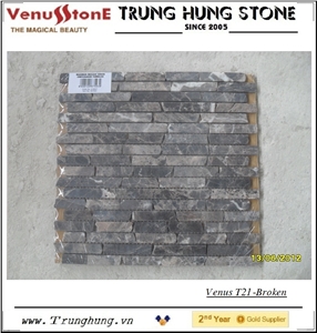 Dark Emperador Broken Edge Marble Mosaic Tiles