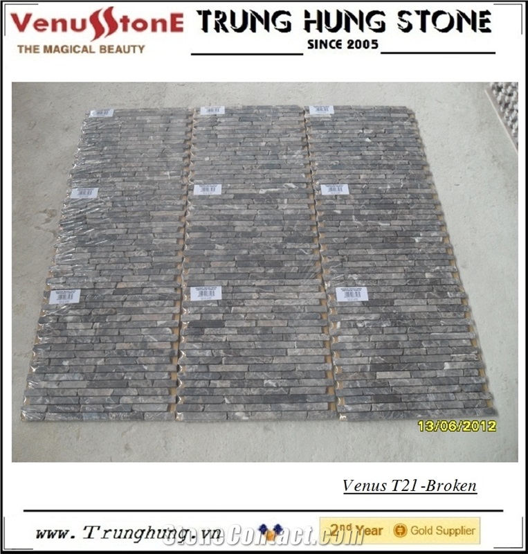 Dark Emperador Broken Edge Marble Mosaic Tiles