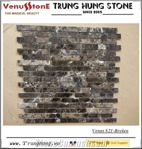 Dark Emperador Broken Edge Polished Marble Mosaic Tiles Dark Emperador Broken Edge Polished Marble Mosaic Tiles