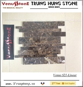 Dark Emperador Marble Polished Linear Splicing Mosaic Tile