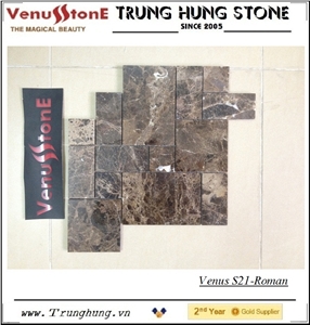 Dark Emperador Marble Polished Roman Pattern Mosaic Tiles
