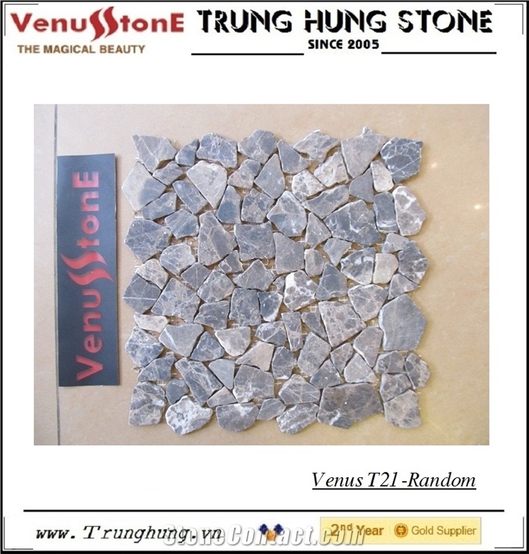Dark Emperador Random Marble Mosaic Tiles - Crazy Cut