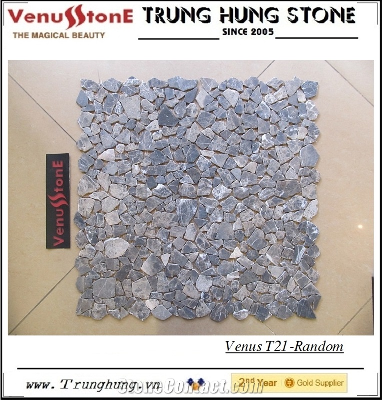 Dark Emperador Random Marble Mosaic Tiles - Crazy Cut