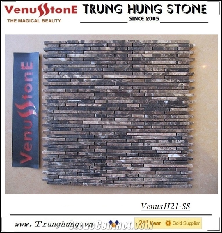 Dark Emperador Super Slim Marble Mosaic Tiles