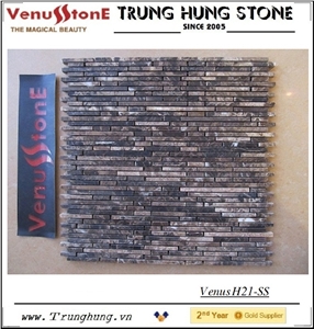 Dark Emperador Super Slim Marble Mosaic Tiles