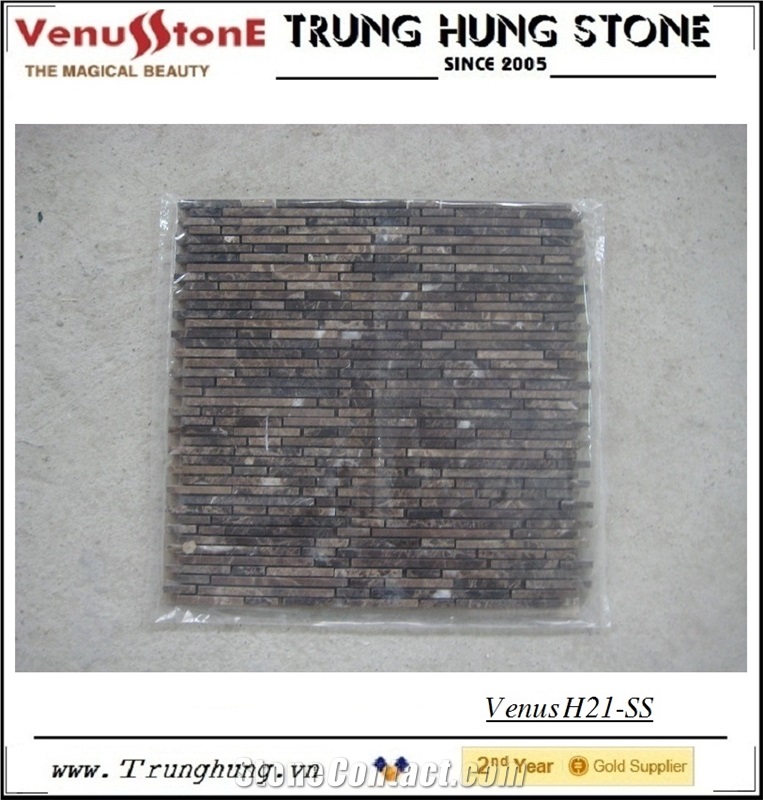Dark Emperador Super Slim Marble Mosaic Tiles