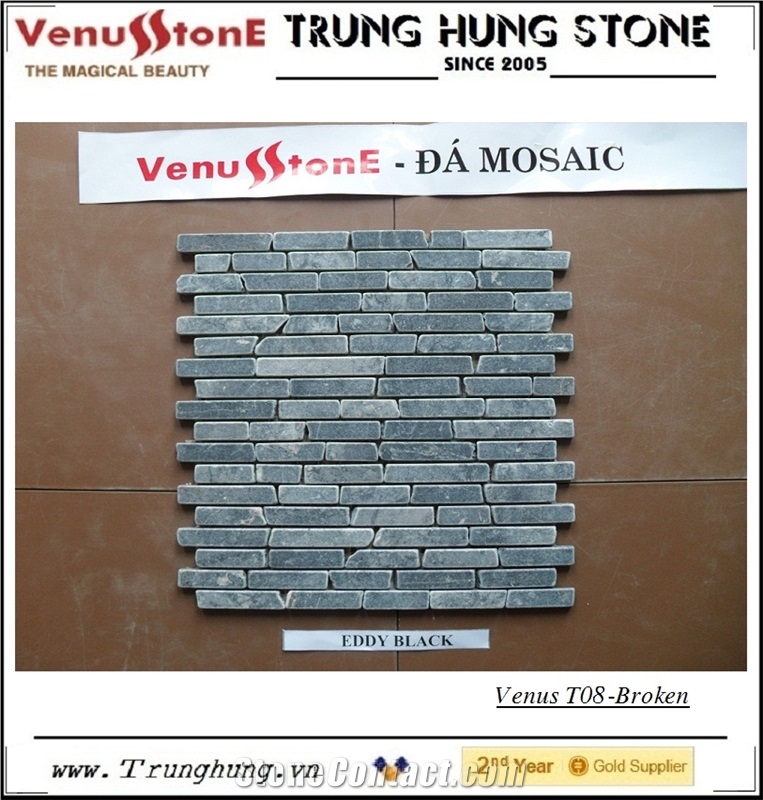 Eddy Black Broken Edge Marble Mosaic Tiles