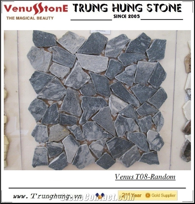 Eddy Black Random Marble Mosaic Tiles - Crazy Cut