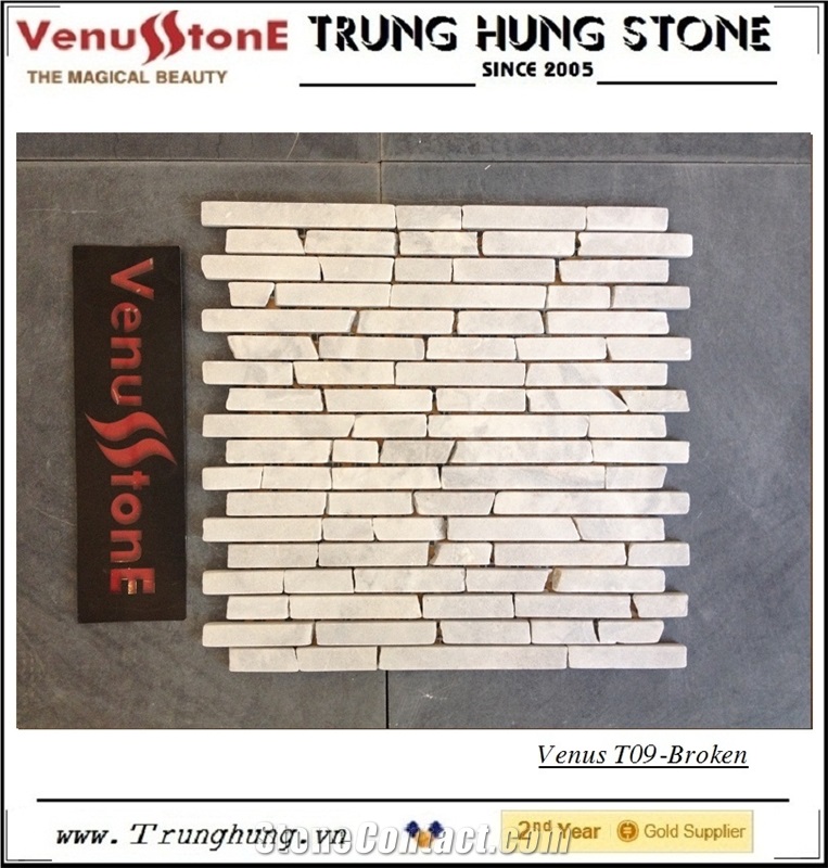 Grey Broken Edge Marble Mosaic Tiles