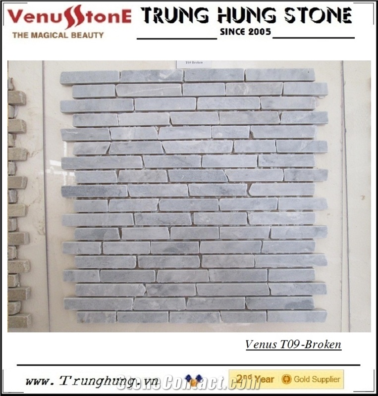 Grey Broken Edge Marble Mosaic Tiles