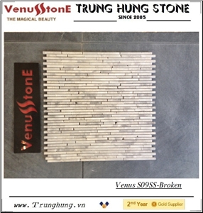 Grey Broken Strip Marble Mosaic Tiles