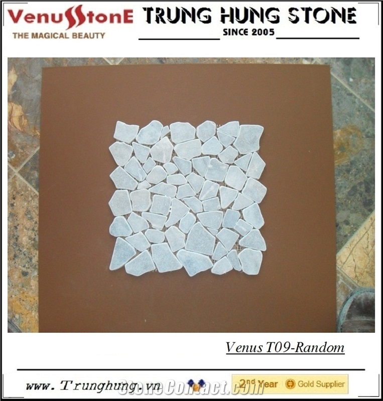 Grey Random Marble Mosaic Tiles - Crazy Cut