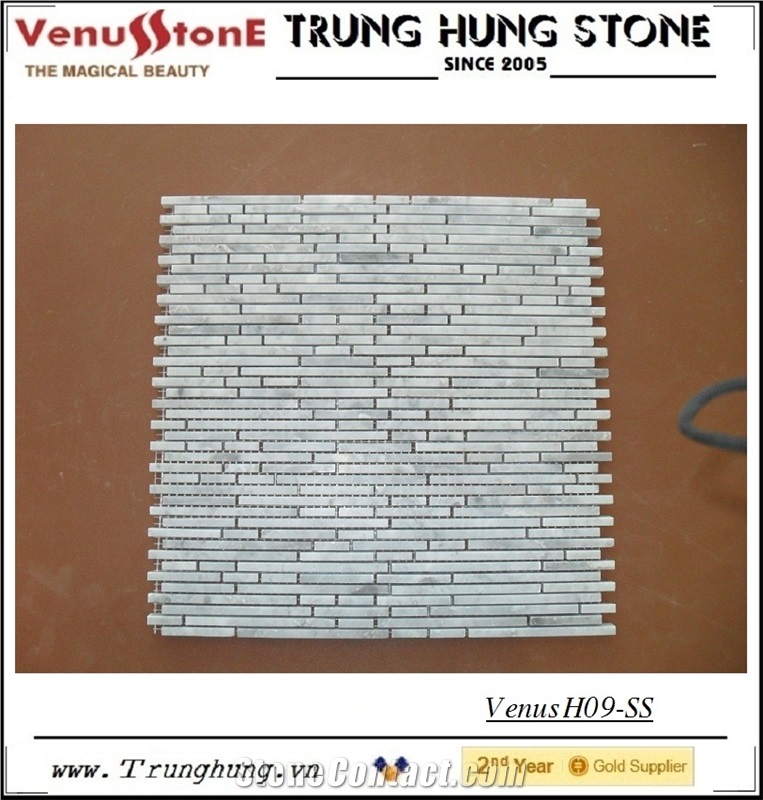 Grey Super Slim Marble Mosaic Tiles