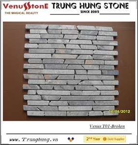 Light Grey Panther Broken Edge Marble Mosaic Tiles