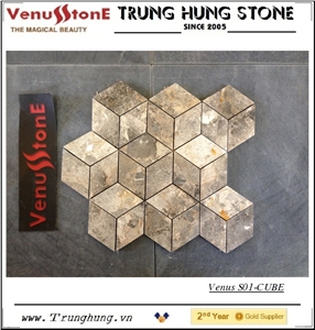 Light Grey Panther Cube 3D Marble Mosaic for modern decoration