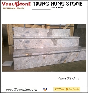 Light Grey Panther Marble Stairs & steps, stairs risers 