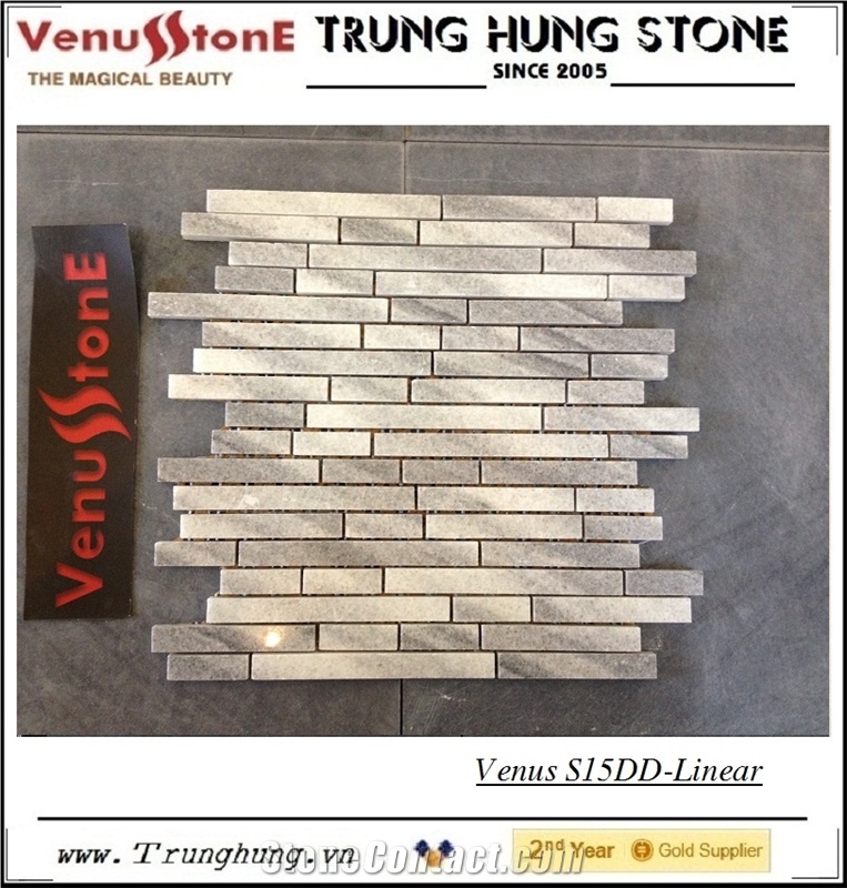 Line Grey Pure White Marble Polished Linear Splicing Mosaic Tiles        