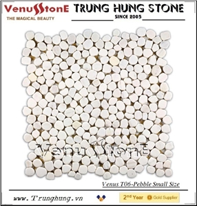 Milky White Marble Pebble Mosaic - Small Size