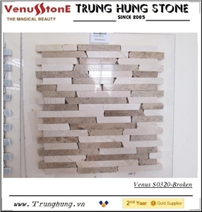Pink and White Broken Edge Marble Mosaic Tiles