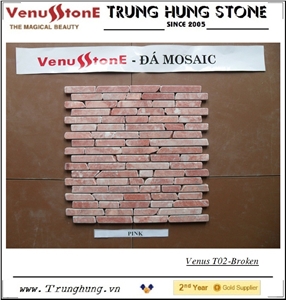 Pink Broken Edge Marble Mosaic Tiles
