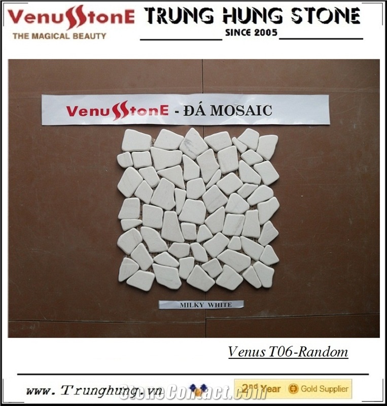 Viet Nam Milky White Random Marble Mosaic Tiles - Crazy Cut