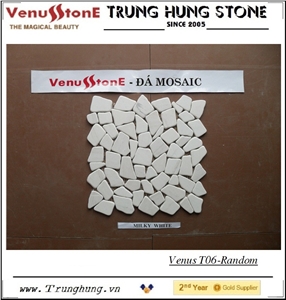 Viet Nam Milky White Random Marble Mosaic Tiles - Crazy Cut
