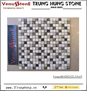 Vietnam Beige Carpet Marble + Crema Marfil + Dark Emperador + Light Emperador Multicolor Polished Marble Stone Mosaic Vietnam Beige Carpet Marble + Crema Marfil + Dark Emperador + Light Emperador Multicolor Polished Marble Stone Mosaic