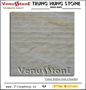 Vietnam Yellow Line Chiseled, Yellow Marble Building & Walling