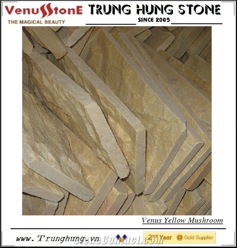 Vietnam Yellow Marble Mushroom Split Face Wall Tiles