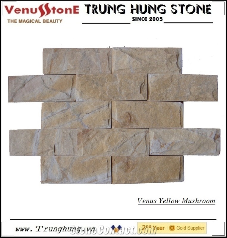 Vietnam Yellow Marble Mushroom Split Face Wall Tiles