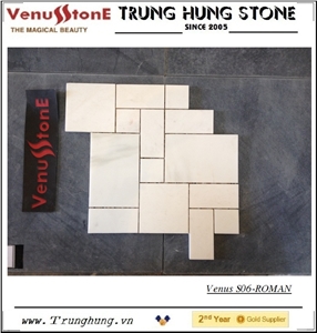 White Marble Polished Roman Pattern Mosaic Tiles