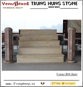 Wooden Yellow Marble Stairs & steps, stair risers 