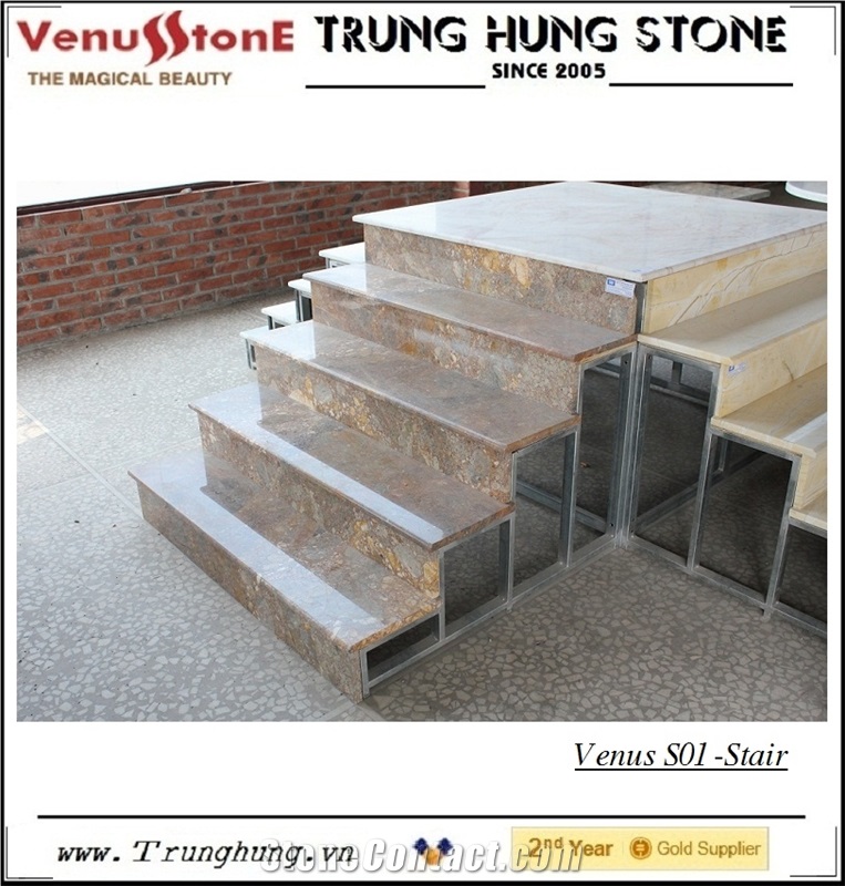 Wooden Yellow Marble Stairs & steps, stair risers 