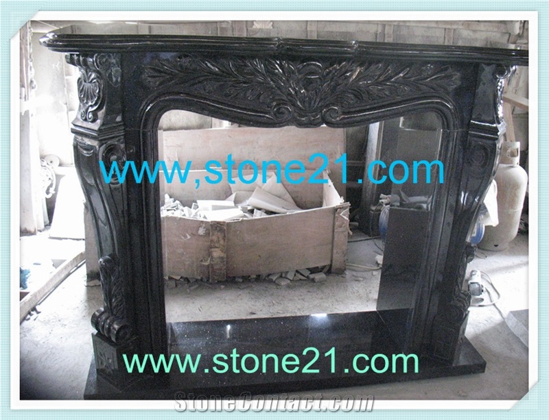 Black Galaxy Granite Fireplaces
