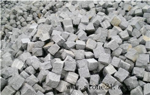 G654 Dark Grey Granite Paving Stone Cube Stone, Natural Granite Garden Stepping Pavements
