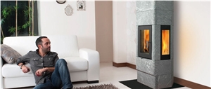 Soapstone Stove Modern Design with Rounded Corners