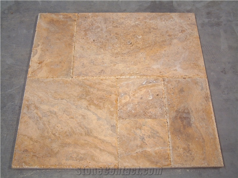 Gold Travertine tiles & slabs , Afyon Yellow Travertine Tumbled flooring tiles, walling tiles 