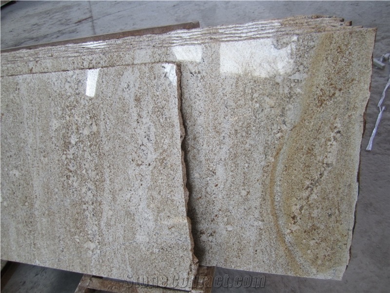 China Golden River Granite Slabs & Tiles, Giallo Yellow Granite Machine Cut to Size Panel for Wall Cladding,Floor Covering Project Material