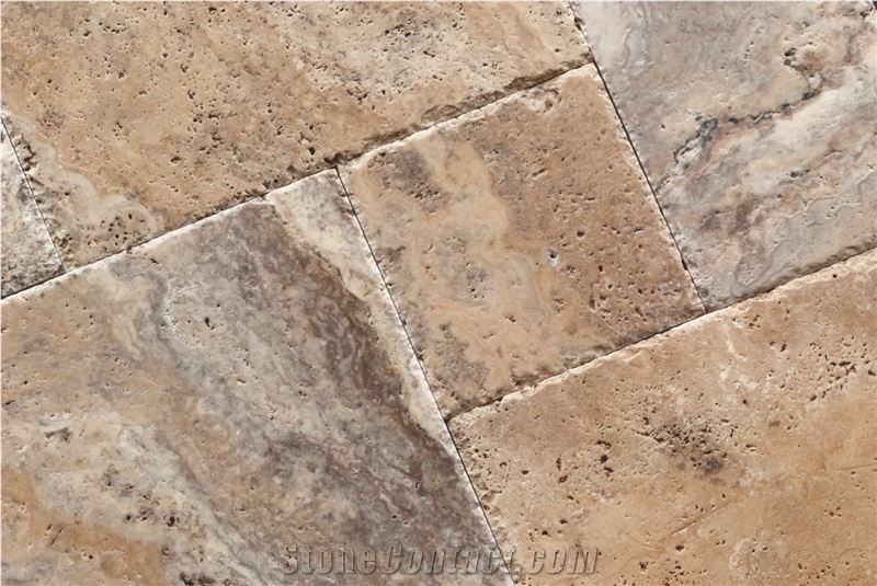 Philadelphia Travertine Tiles Pattern, Brown Travertine Floor Tiles