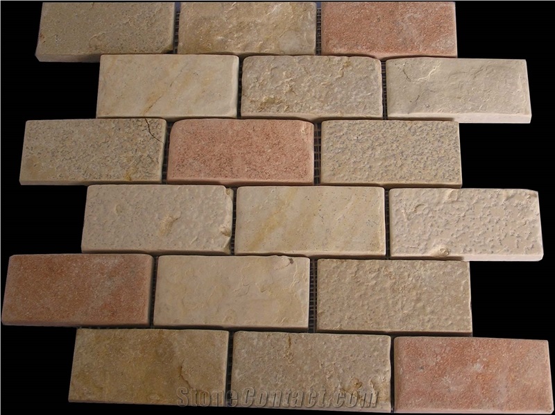 Jerusalem Pink Limestone Tumbled Mosaic