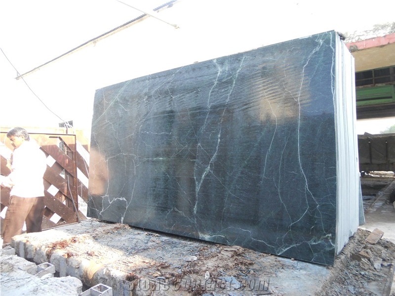 Dark Green G Strakes Marble Slabs & Tiles