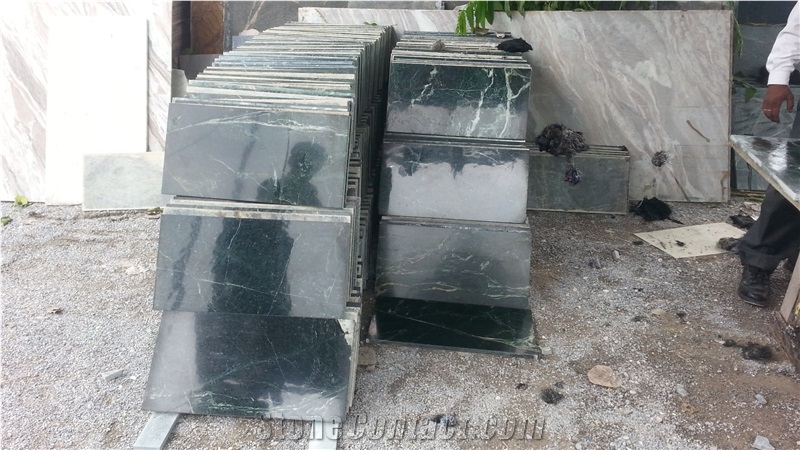 Dark Green G Strakes Marble Slabs & Tiles
