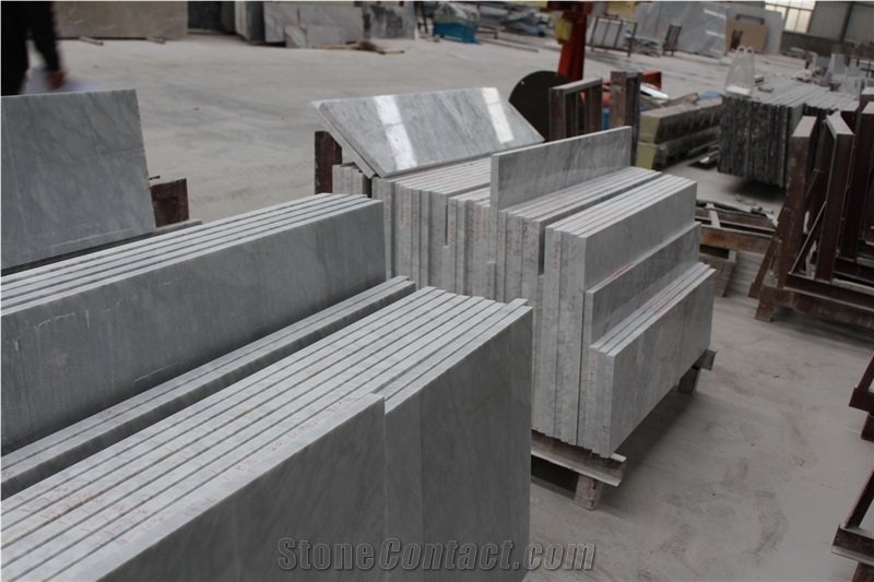 Bianco Carrara Marble Polished Flooring Staricase for Interior Stone Stepping,Stair Risers